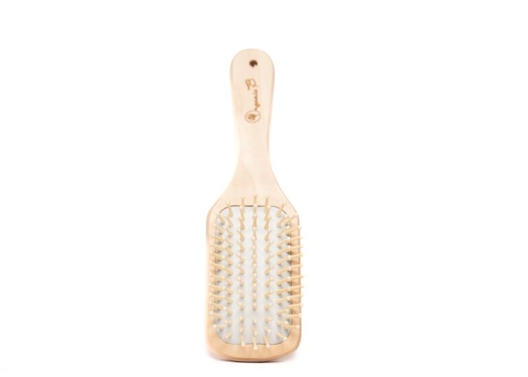 Square Paddle Bamboo-Teak Hairbrush - Detangling & Anti-frizz - Small | Verified Sustainable Personal care on Brown Living™
