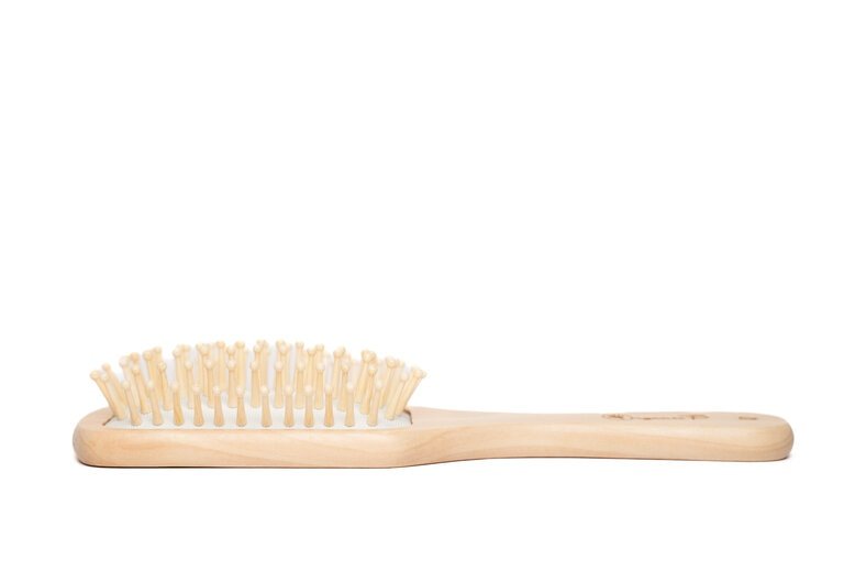 Square Paddle Bamboo-Teak Hairbrush - Detangling & Anti-frizz - Small | Verified Sustainable Personal care on Brown Living™