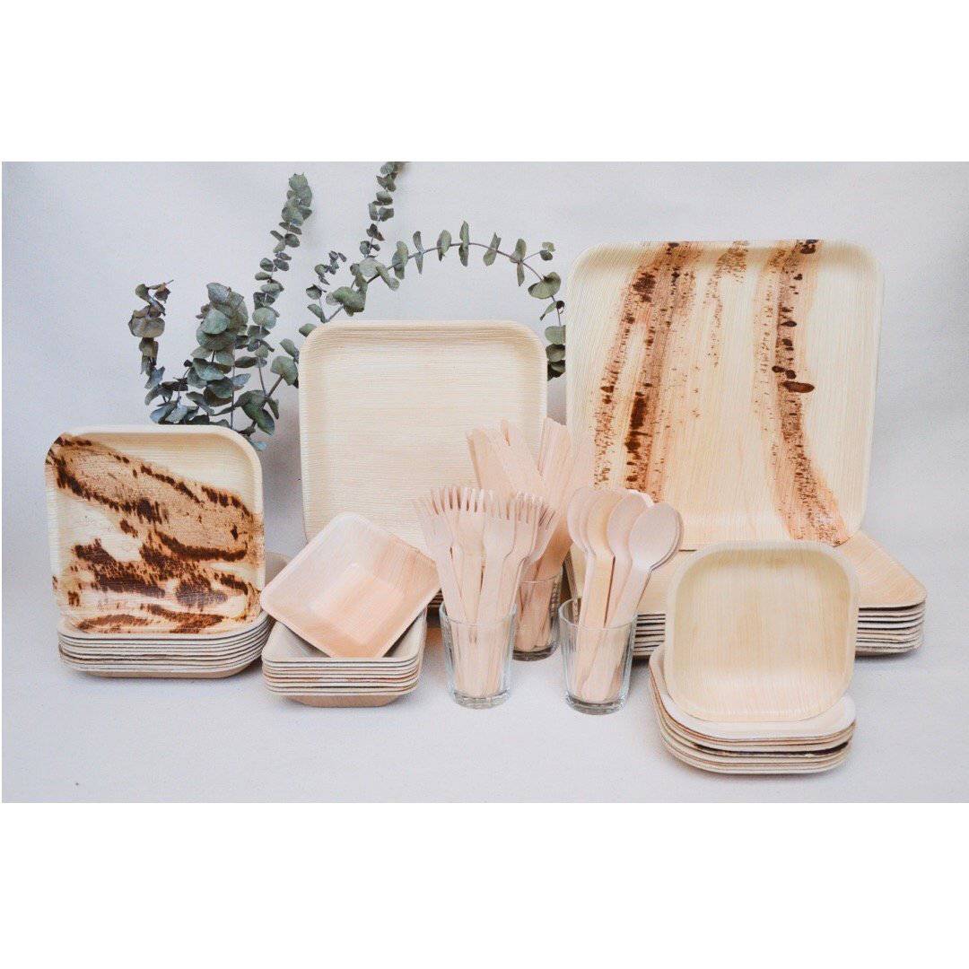 Square Party Pack - 100% Biodegradable Tableware | Verified Sustainable by Brown Living™