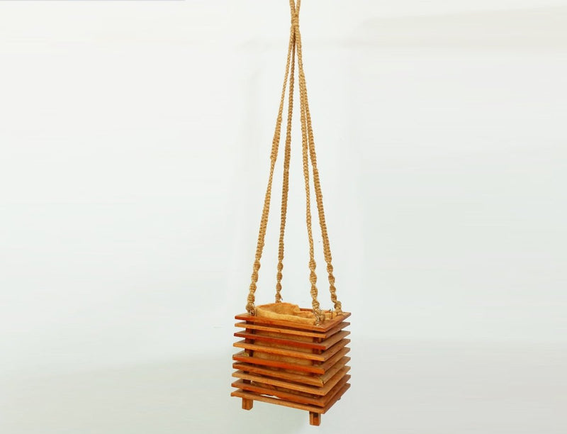 Buy Square Wooden Hanging Planter | Shop Verified Sustainable Pots & Planters on Brown Living™