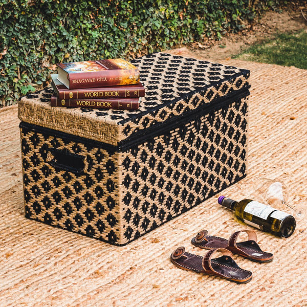 Buy Staid Jute & Black Cotton Trunk | Shop Verified Sustainable Organisers on Brown Living™