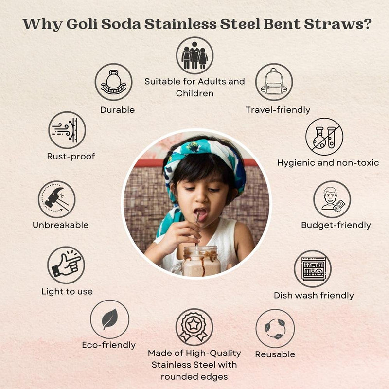 Buy Stainless Steel Bent Drinking Straws - Set of 10 - | Shop Verified Sustainable Straw on Brown Living™