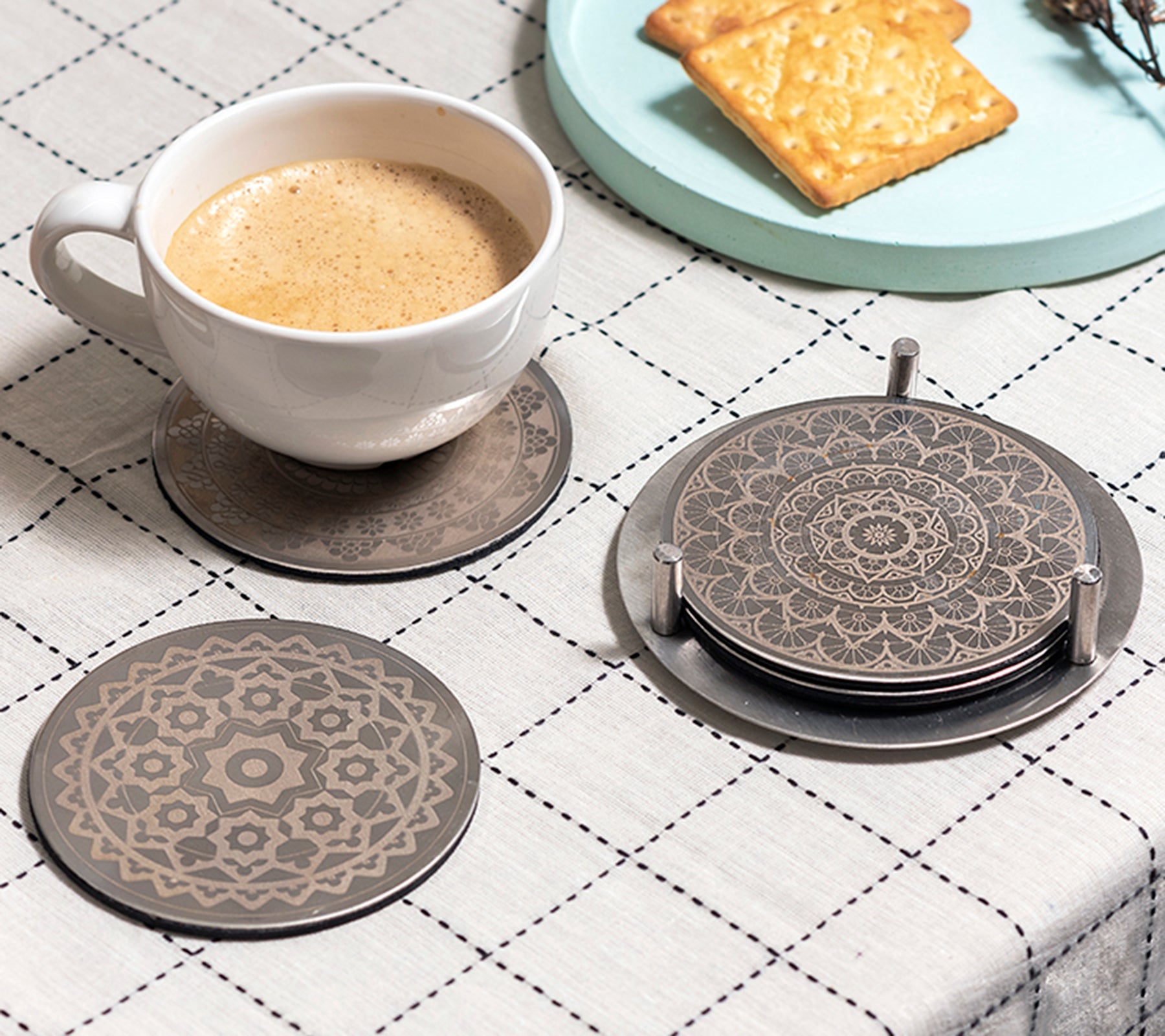 Stainless Steel Coasters | Set of 6 Round Coasters | Verified Sustainable by Brown Living™