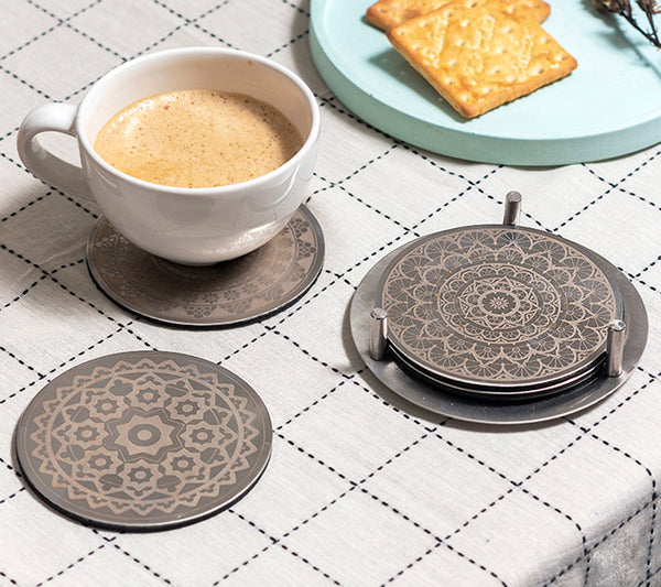 Stainless Steel Coasters | Set of 6 Round Coasters | Verified Sustainable Coasters on Brown Living™
