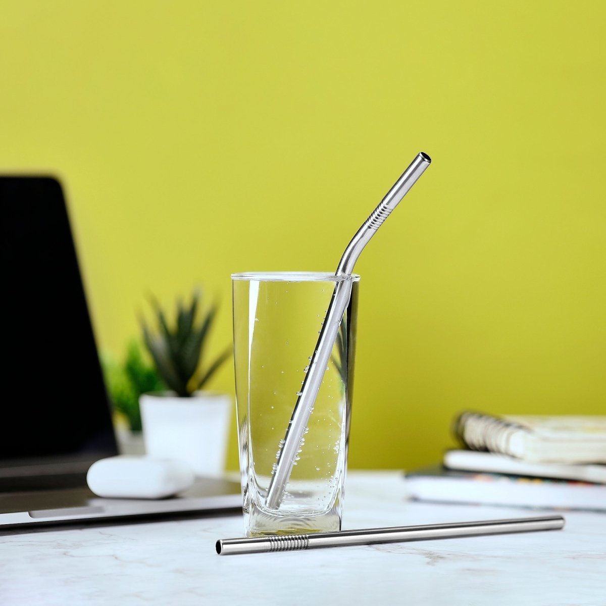 Stainless Steel Straw Set | 1 bent & 1 straight with a cleaner | Verified Sustainable by Brown Living™