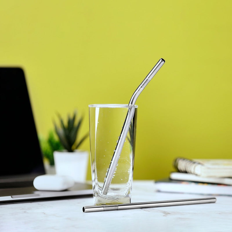 Buy Stainless Steel Straw Set | 1 bent & 1 straight with a cleaner | Shop Verified Sustainable Straw on Brown Living™