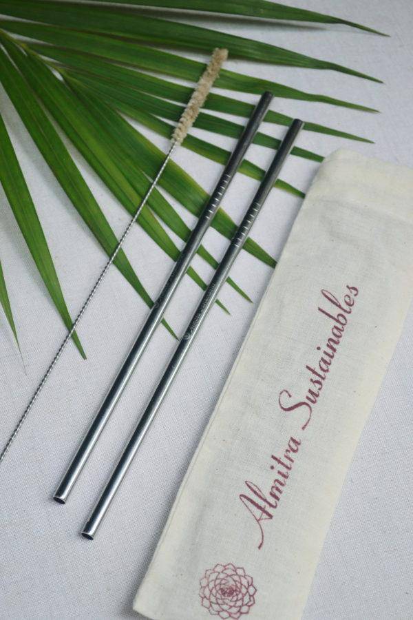 Buy Stainless Steel straw (Straight) Pack of 2 with 1 Cleaner | Shop Verified Sustainable Products on Brown Living