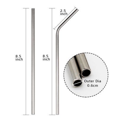 Stainless Steel Straws (4 Straight + 4 Bent) | Verified Sustainable by Brown Living™