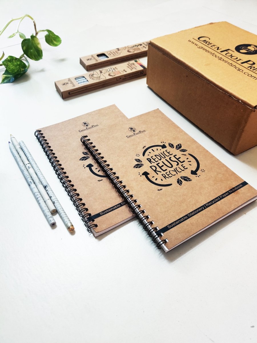 Stationery Gift Kit | Recycled Paper Note Book | Paper Pencils | Seed Colour Pencils | Verified Sustainable by Brown Living™