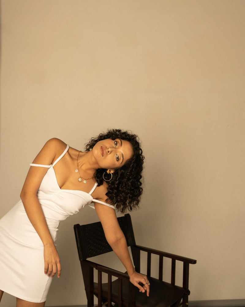 Buy Stella Dress- Cotton Rib Mini Dress | White | Shop Verified Sustainable Womens Dress on Brown Living™