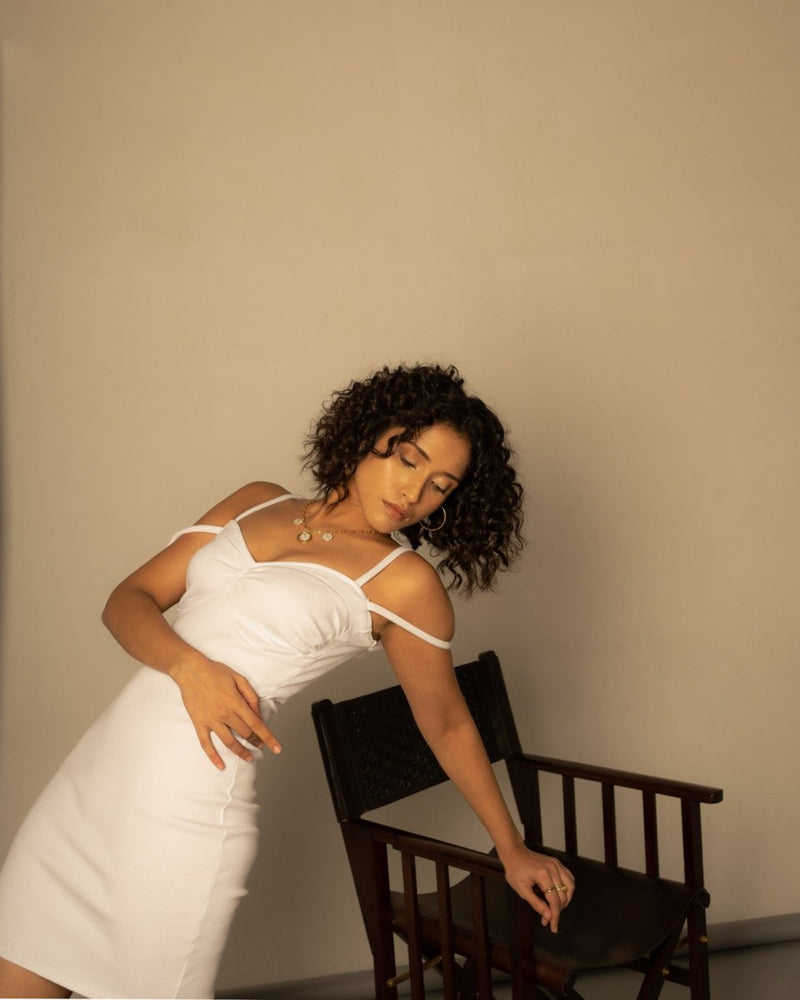 Buy Stella Dress- Cotton Rib Mini Dress | White | Shop Verified Sustainable Womens Dress on Brown Living™