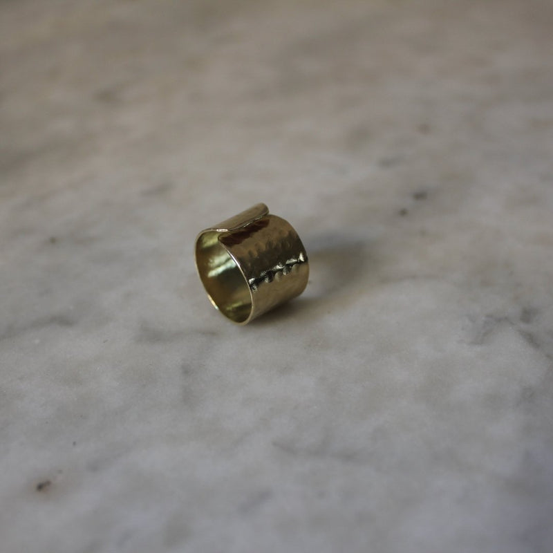 Buy Stippling Band Ring | Handcrafted in pure Brass | Adjustable Ring | Shop Verified Sustainable Womens Rings on Brown Living™