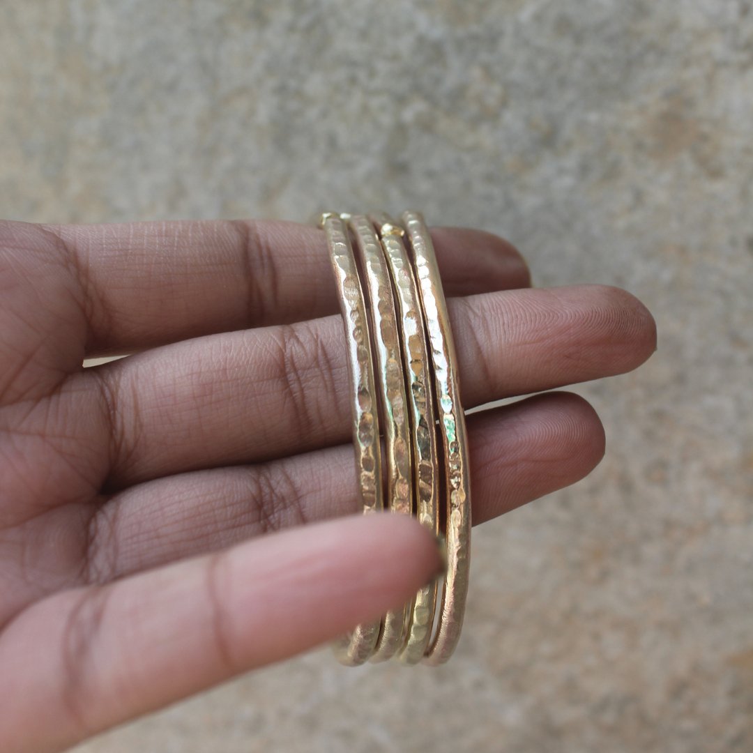 Stippling Brass Bangles - Set of 4 | Verified Sustainable by Brown Living™