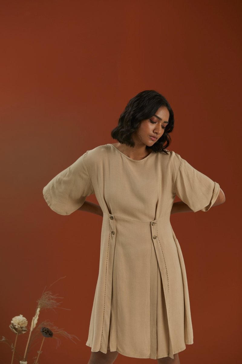 Buy Stonish Beige Dress | Womens Dress | Shop Verified Sustainable Products on Brown Living