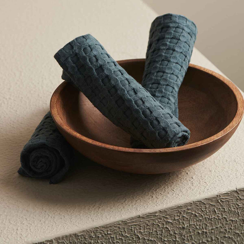 Storm Bamboo Textured Waffle Face Towel | Verified Sustainable Bath Linens on Brown Living™
