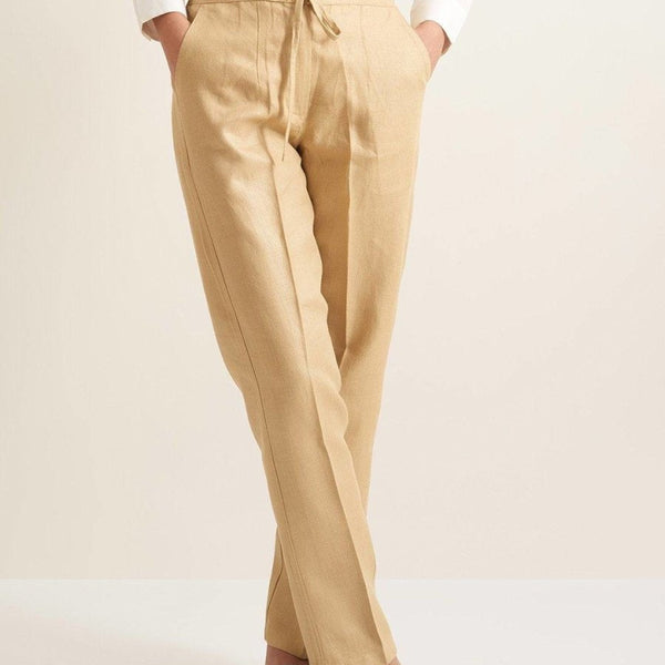Buy Straight Fit Linen Pants - Herringbone Weave Online on Brown Living |  Womens Pants