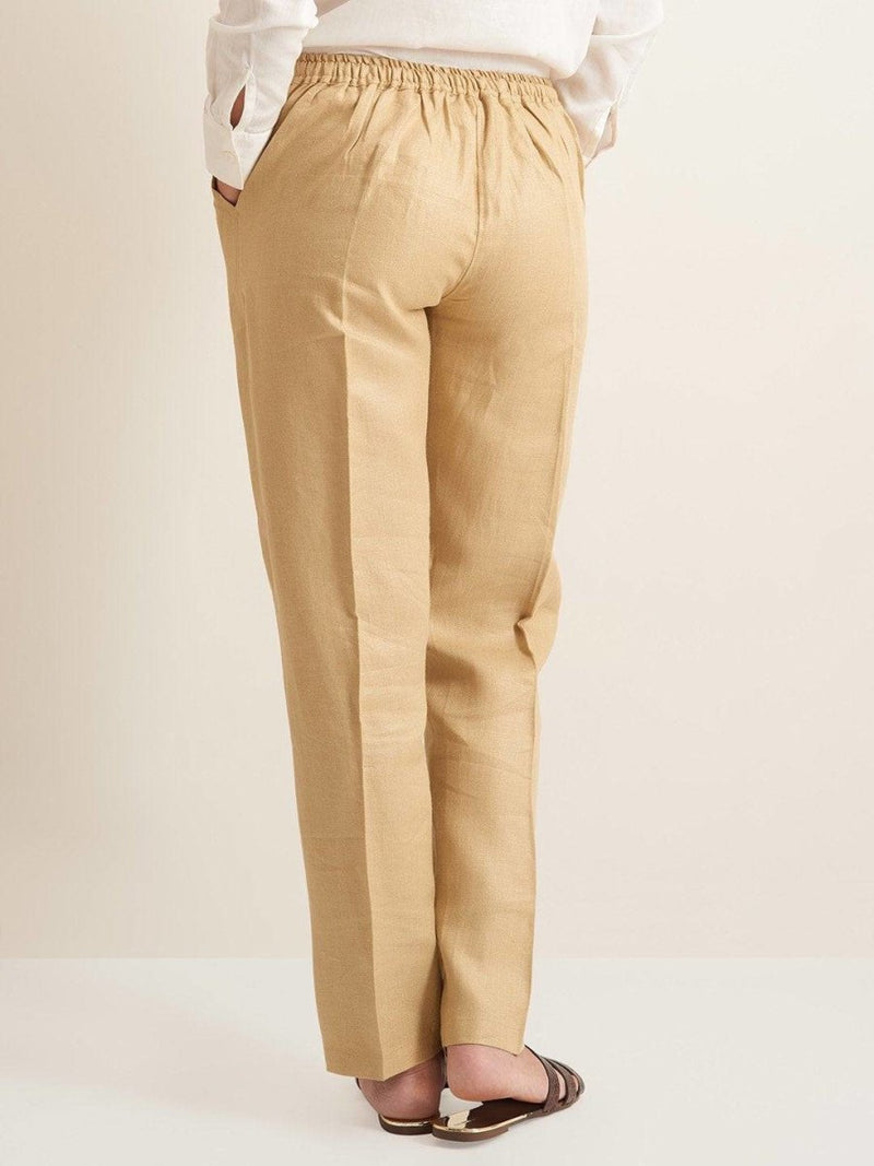 Buy Straight Fit Linen Pants - Herringbone Weave | Shop Verified Sustainable Womens Pants on Brown Living™