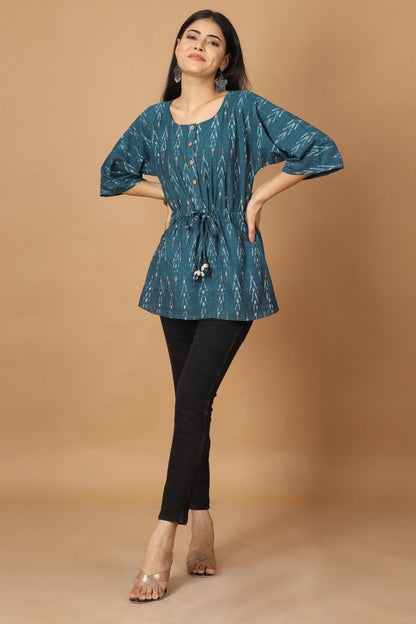 Subah Ikat Kaftan Cotton Top | Verified Sustainable by Brown Living™