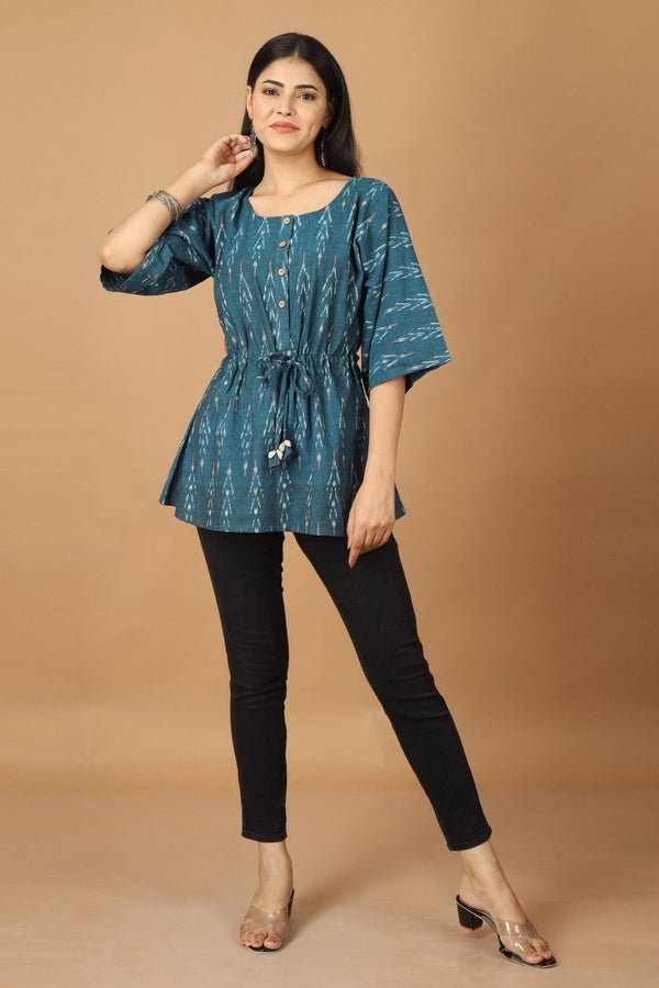 Buy Subah Ikat Kaftan Cotton Top | Shop Verified Sustainable Products on Brown Living