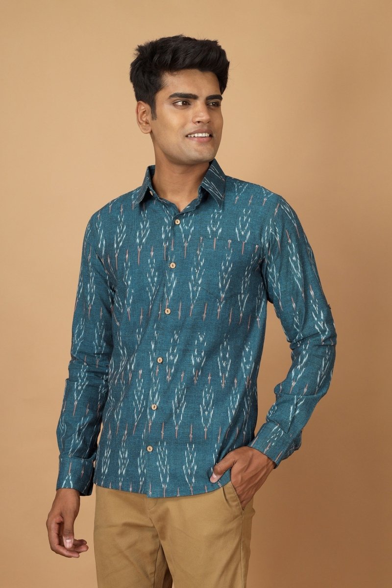 Buy Subah Ikat Mens Cotton Shirt | Shop Verified Sustainable Products on Brown Living