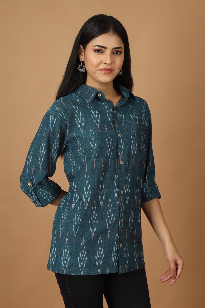 Buy Subah Ikat Womens Cotton Shirt | Shop Verified Sustainable Products on Brown Living