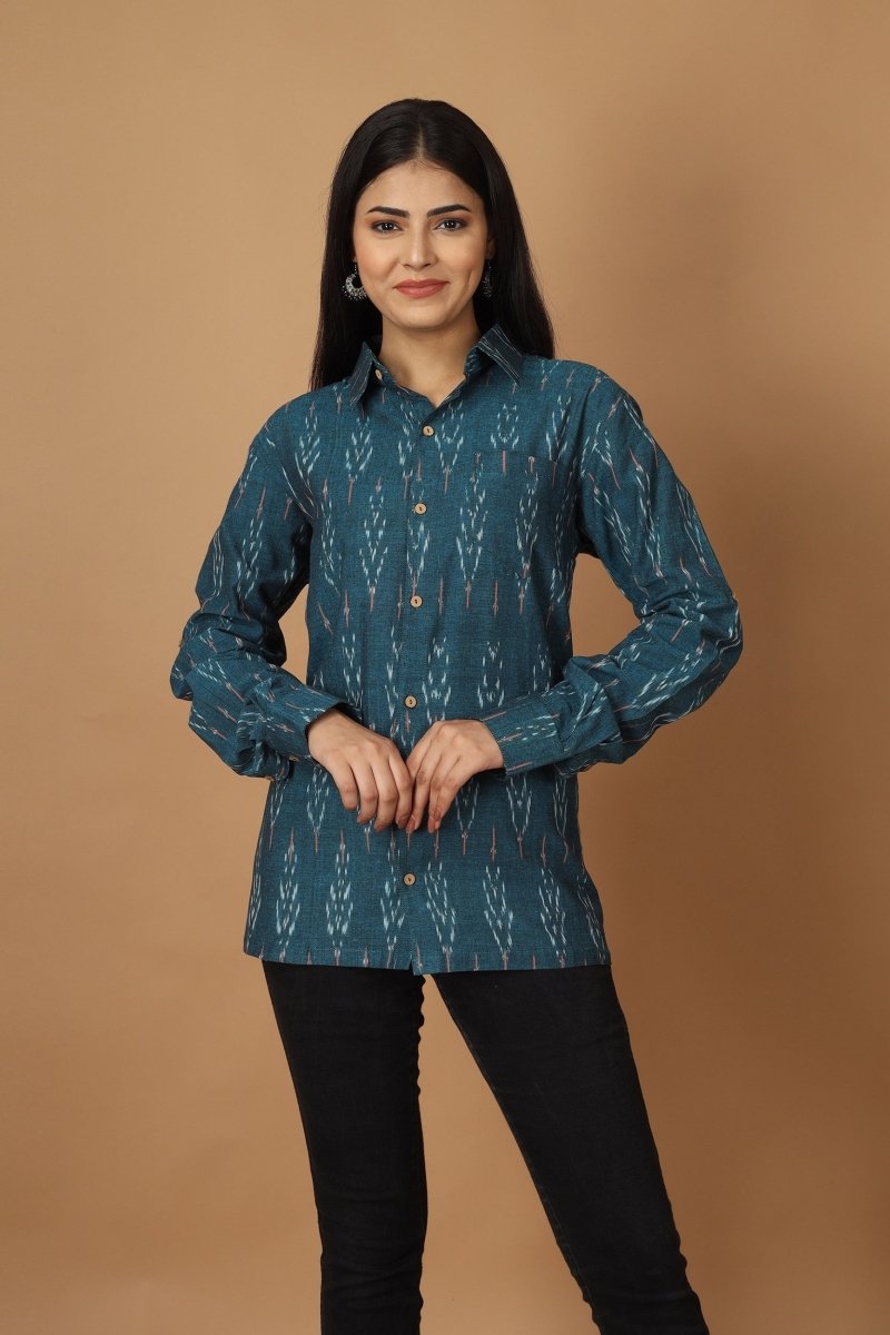 Buy Subah Ikat Womens Cotton Shirt | Shop Verified Sustainable Products on Brown Living