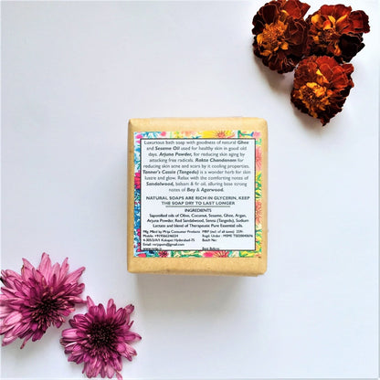 Sugandham Handmade Cold Processed Herb Soap - Arjuna, Rakta Chandanam, Senna | Verified Sustainable by Brown Living™