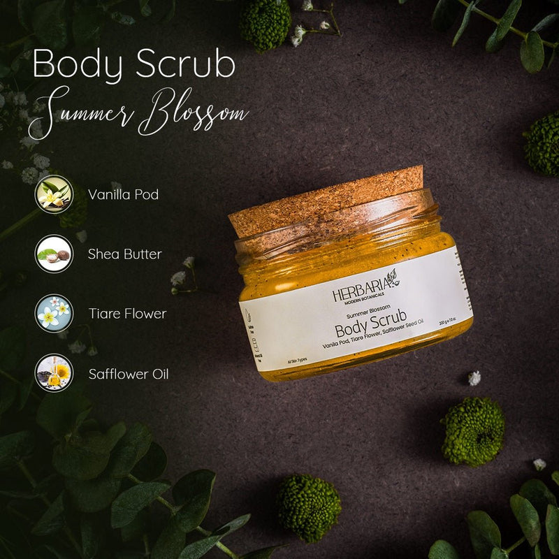 Summer Blossom- 100% Vegan Body Scrub- 200g | Verified Sustainable Body Scrub on Brown Living™
