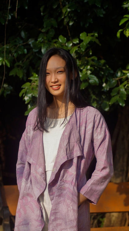 Summer Shrug | Natural Cotton | Natural dyed over coat | Eco Printed Coat | Verified Sustainable by Brown Living™