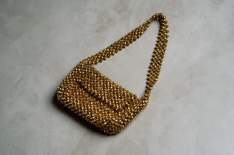 Buy Sunehri Baguette| Womens Handbag | Crystal glass beaded | Shop Verified Sustainable Womens Handbag on Brown Living™