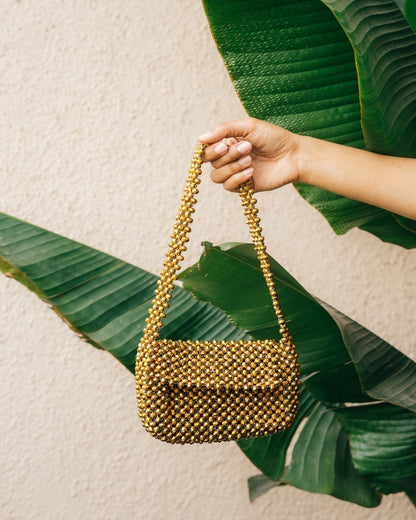 Sunehri Baguette| Womens Handbag | Crystal glass beaded | Verified Sustainable by Brown Living™