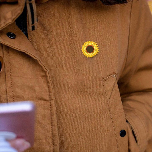 Buy Sunflower Hand Painted Wooden Pin | Shop Verified Sustainable Travel Accessories on Brown Living™