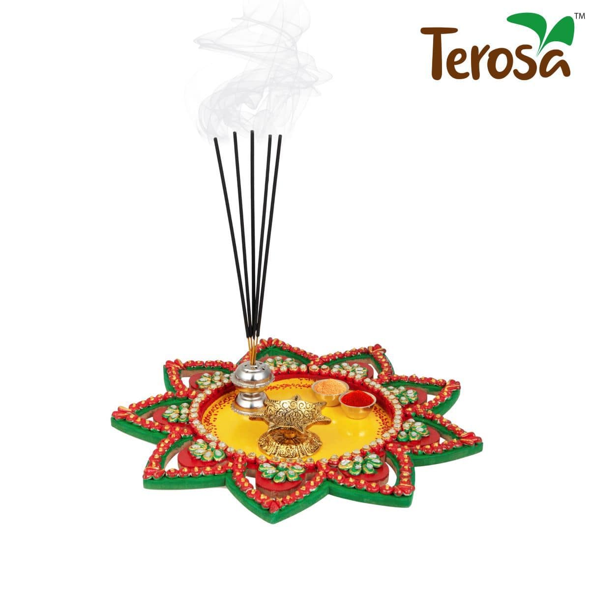 Sunflower Pooja Thali Handicraft Wooden | Verified Sustainable by Brown Living™