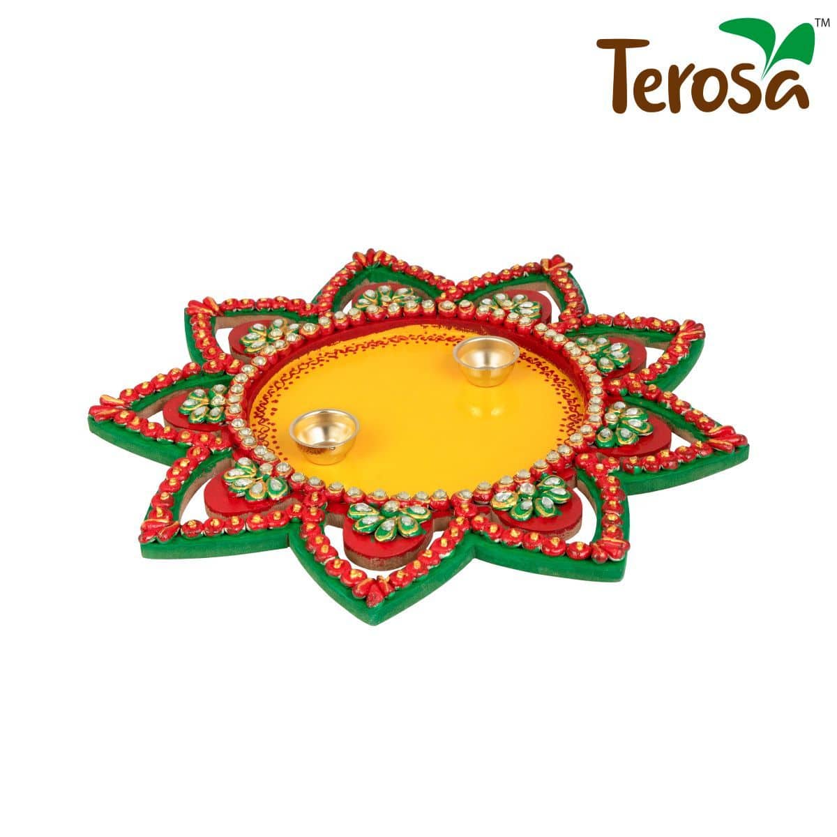 Sunflower Pooja Thali Handicraft Wooden | Verified Sustainable by Brown Living™