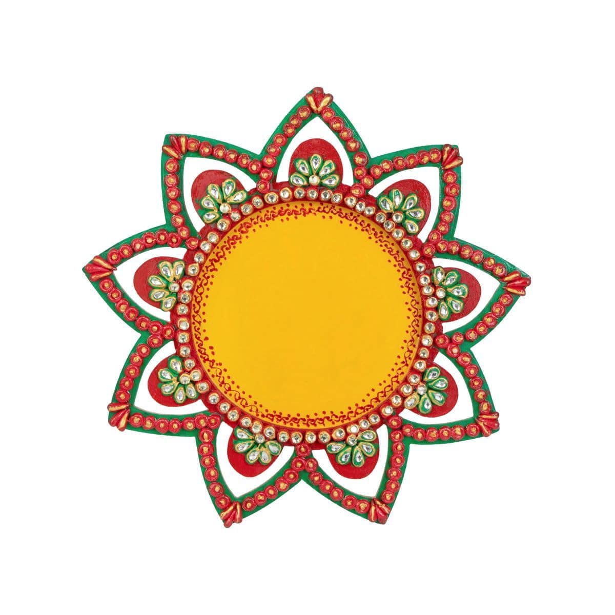 Sunflower Pooja Thali Handicraft Wooden | Verified Sustainable by Brown Living™