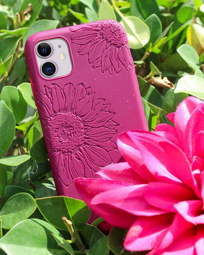Sunflowers Biodegradable Eco - Friendly Phone Case / Mobile Cover – Tech Accessories on Brown Living™. SKU: SNFLWR - 13 - 001. Img 2.