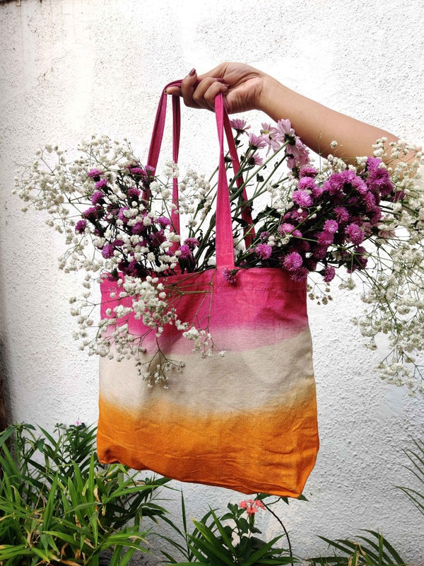 Buy Sunrise-Dip Dye Canvas Tote Bag | Shop Verified Sustainable Tote Bag on Brown Living™