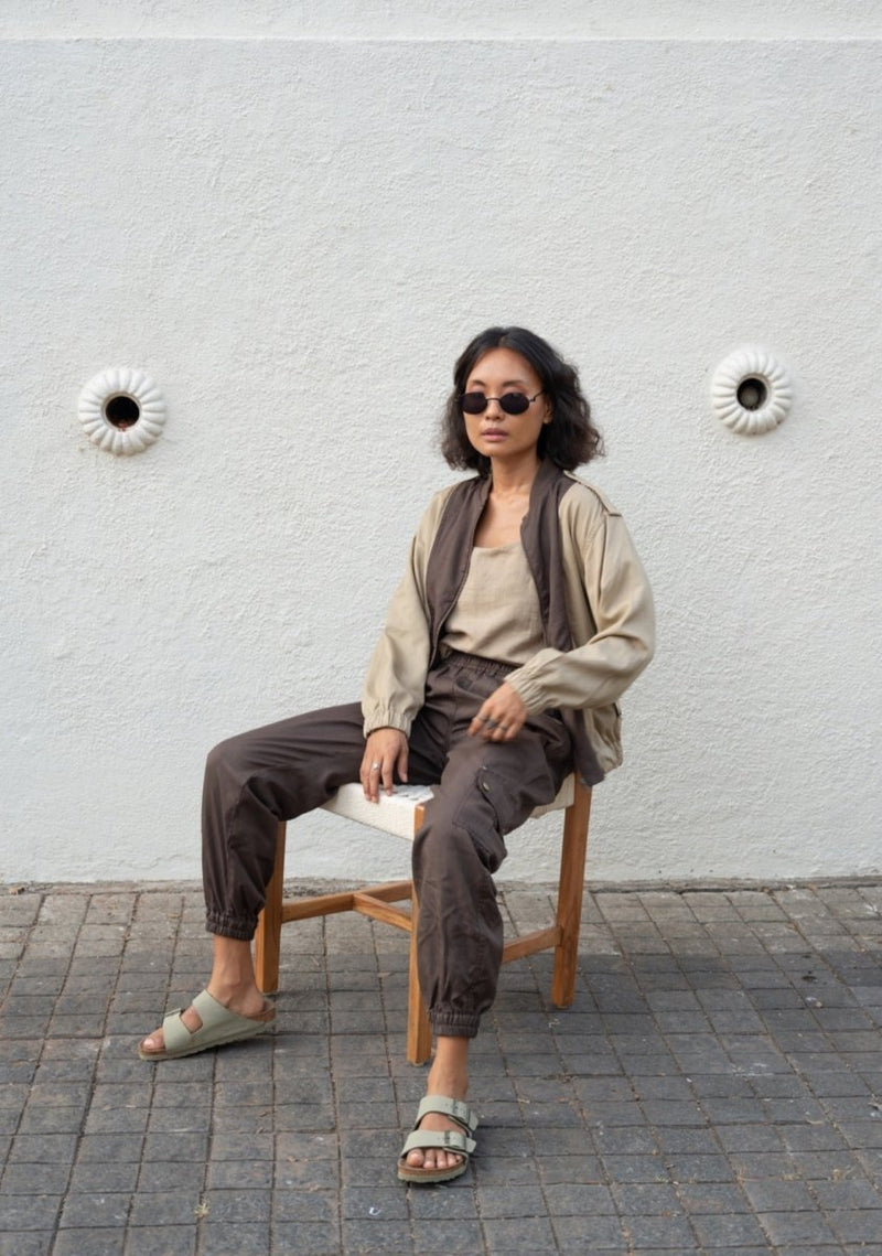 Buy Sunrise Worker Pants | Khaki & Deep Brown | Shop Verified Sustainable Products on Brown Living