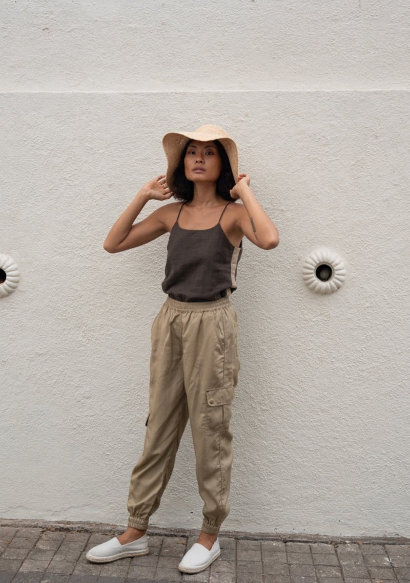 Buy Sunrise Worker Pants | Khaki & Deep Brown | Shop Verified Sustainable Products on Brown Living