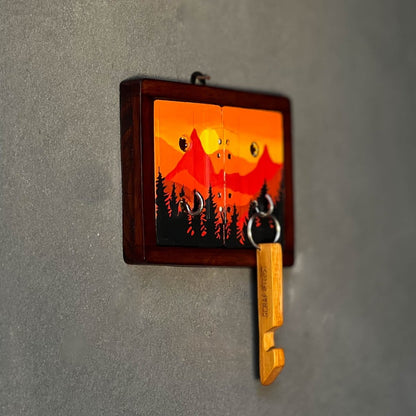 Sunset Mini Key Keyholder | Upcycled | Audio tapes | Wanderlust | Handcrafted | Verified Sustainable by Brown Living™