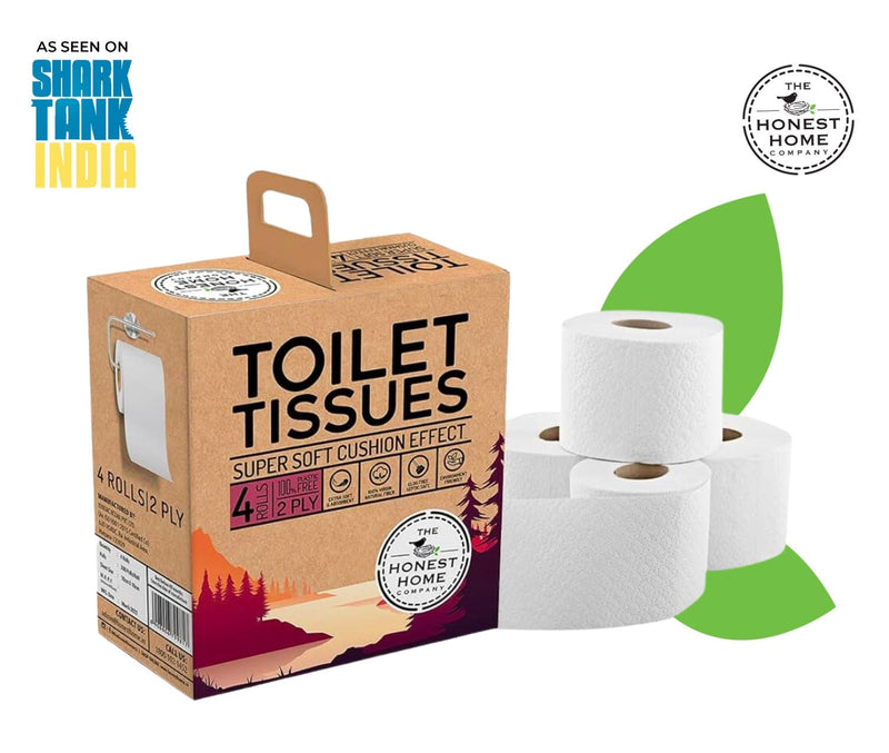 Super Soft 2 Ply Toilet Paper Tissue Roll- 300 Pulls (Pack of 4) | Verified Sustainable Tissue Roll on Brown Living™