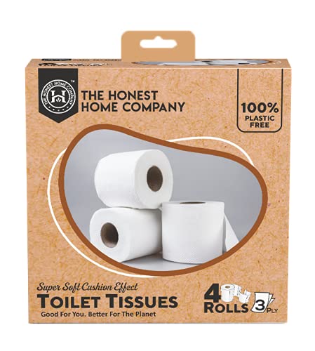 Super Soft 3 Ply Toilet Paper Tissue Roll - 1200 Pulls (Pack of 4) | Verified Sustainable by Brown Living™