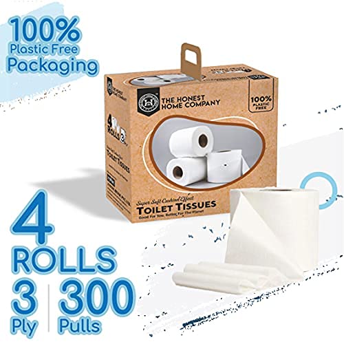 Super Soft 3 Ply Toilet Paper Tissue Roll - 1200 Pulls (Pack of 4) | Verified Sustainable by Brown Living™