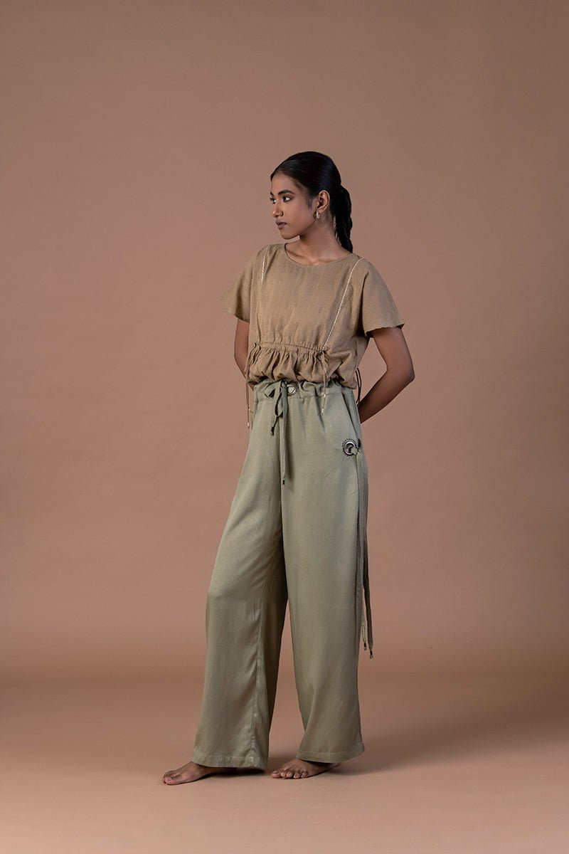 Buy Surmai Wide Bottom Viscose Pants | Shop Verified Sustainable Womens Trouser on Brown Living™
