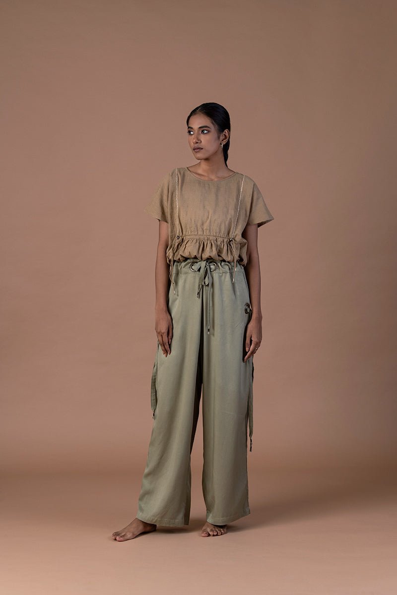 Buy Surmai Wide Bottom Viscose Pants | Shop Verified Sustainable Womens Trouser on Brown Living™