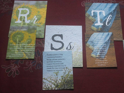 Sustainability ABCs | Vocabulary & Activity Cards made with Seed Paper | Verified Sustainable by Brown Living™