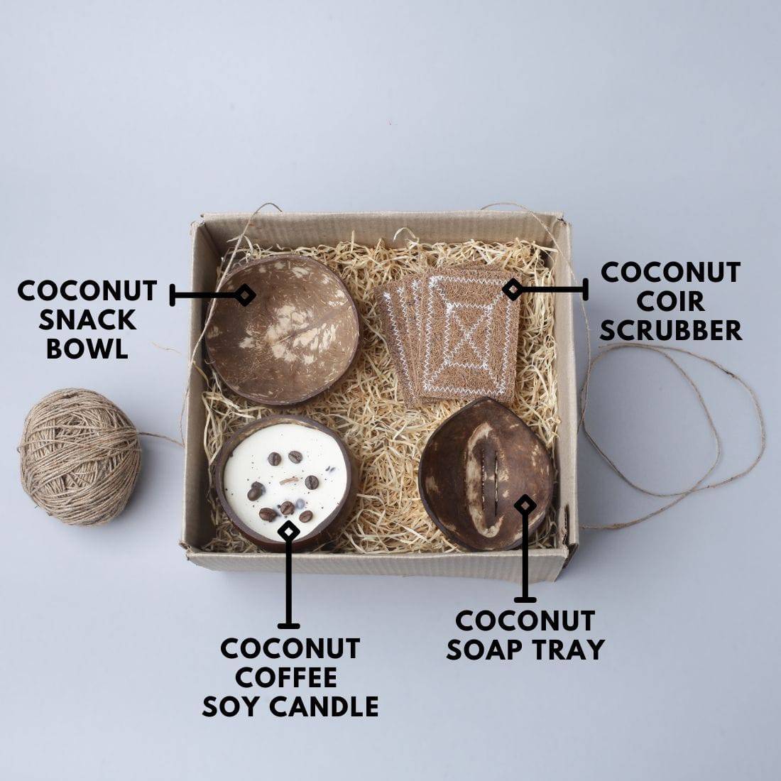 Sustainable Gift Hamper | Coconut Essentials | Soy Candle | Snack Bowl | Soap Tray | Coir Scrubber | Verified Sustainable by Brown Living™