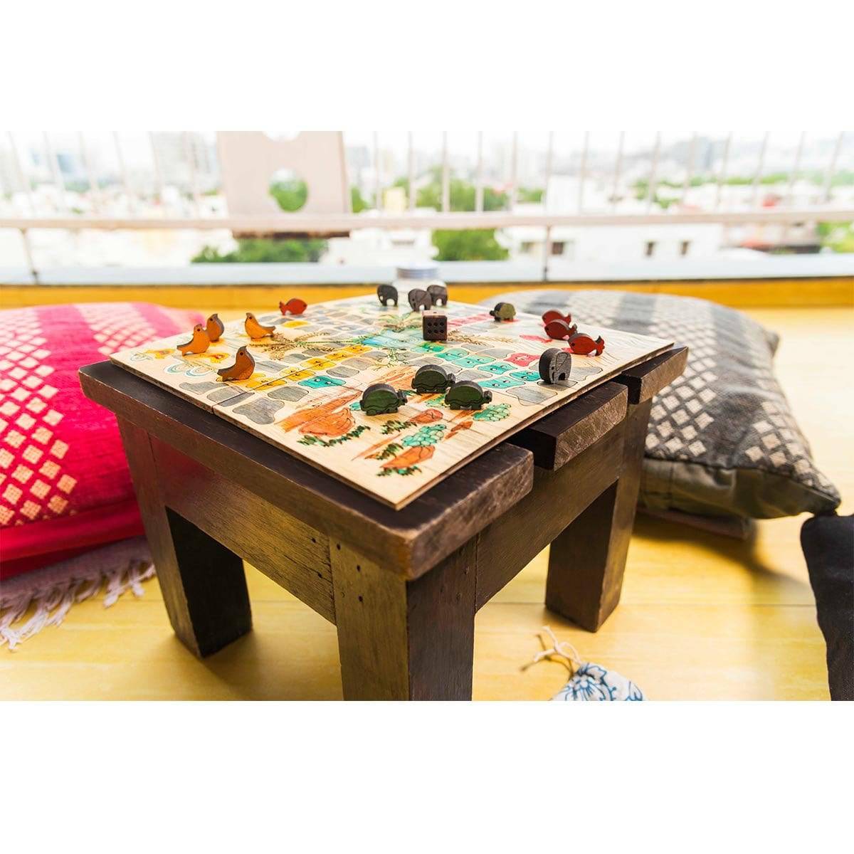 Ludo - Lets Ludo - Handcrafted with Naturally Seasoned Teak Wood | Verified Sustainable by Brown Living™