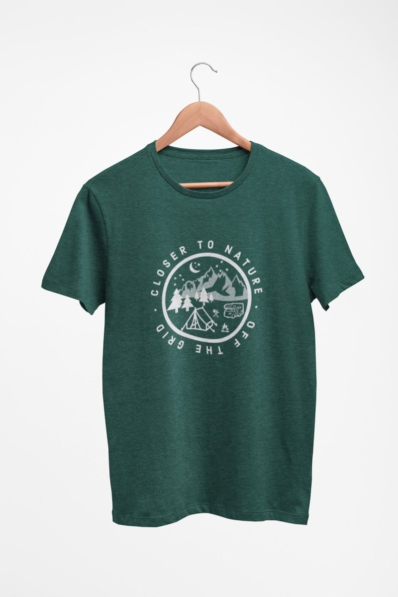 Buy Sustainable T-Shirt | Recycled Plastic + Recycled Cotton Blend | Camping Design | Shop Verified Sustainable Mens Tshirt on Brown Living™
