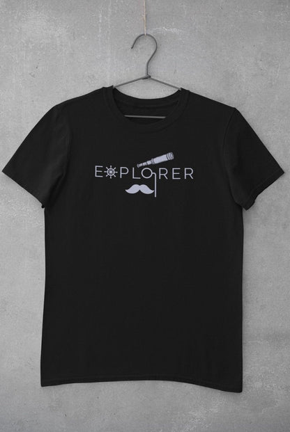 Sustainable T-Shirt | Recycled Plastic + Recycled Cotton Blend | Explorer Design (Black) | Verified Sustainable by Brown Living™